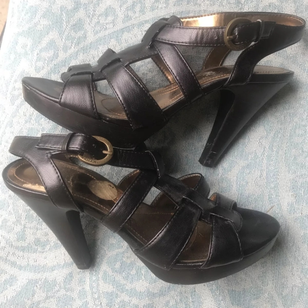 Black Strappy Heels 7.5